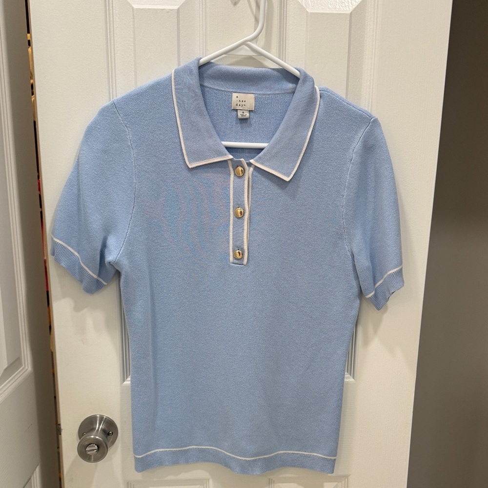 Collared Polo Style Women’s Shirt w/ Gold Buttons - A New Day